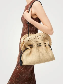 Loewe x Paula's Ibiza Medium Flamenco Raffia Clutch