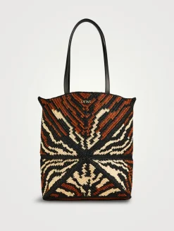 Loewe x Paula's Ibiza Medium Puzzle Fold Raffia Tote Bag