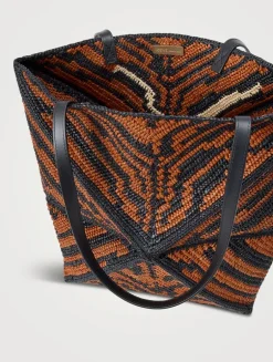 Loewe x Paula's Ibiza Medium Puzzle Fold Raffia Tote Bag