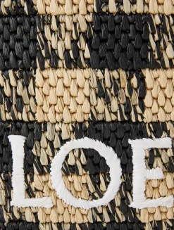 Loewe x Paula's Ibiza Mini Loewe Font Raffia Tote Bag