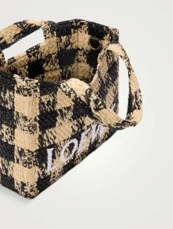 Loewe x Paula's Ibiza Mini Loewe Font Raffia Tote Bag
