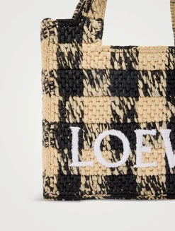 Loewe x Paula's Ibiza Mini Loewe Font Raffia Tote Bag