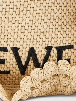 Loewe x Paula's Ibiza Small Loewe Font Raffia Tote Bag
