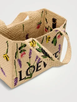 Loewe x Paula's Ibiza Small Loewe Font Raffia Tote Bag