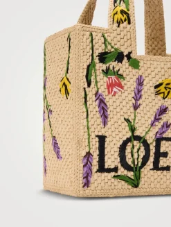 Loewe x Paula's Ibiza Small Loewe Font Raffia Tote Bag