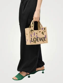 Loewe x Paula's Ibiza Small Loewe Font Raffia Tote Bag