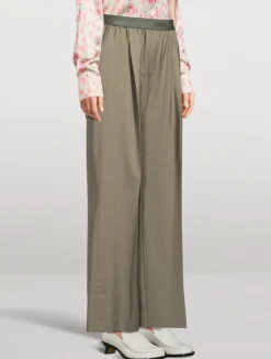 Logo-Elastic Wool Trousers