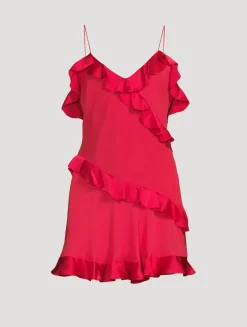 Lomina Ruffled Silk Slip Dress