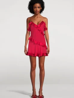 Lomina Ruffled Silk Slip Dress