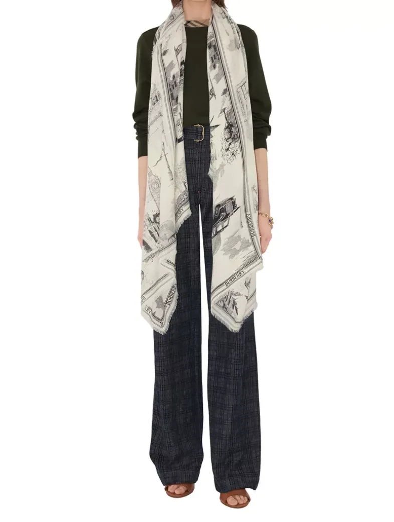 London Landmarks Wool Silk Scarf