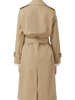 Long Check Lapel Gabardine Trench Coat