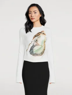 Long-Sleeve T-Shirt In Oyster Print