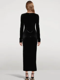 Long-Sleeve Velvet Dress