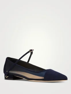 Lorenzo Mesh And Suede Ballet Flats