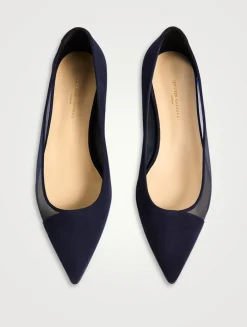 Lorenzo Mesh And Suede Ballet Flats