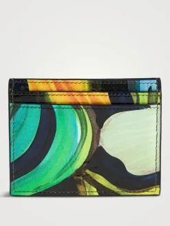 Loubi54 Leather Card Holder In Flower Print