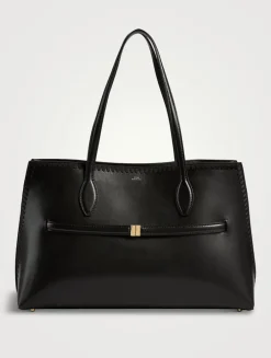 Lounge Embroidered Leather Tote Bag