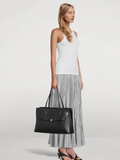 Lounge Embroidered Leather Tote Bag