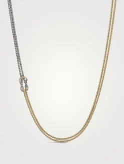 Love Knot 14K Gold And Silver 1.8mm Chain Necklace