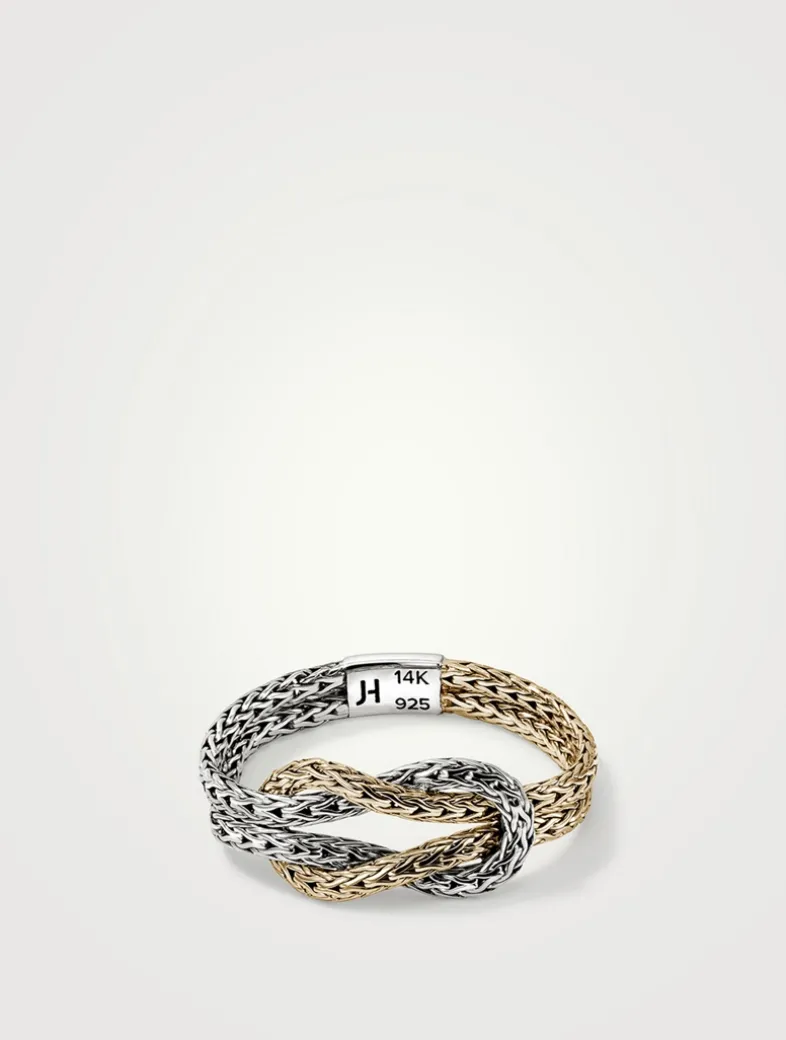 Love Knot 14K Gold And Sterling Silver Chain Ring
