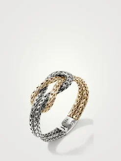 Love Knot 14K Gold And Sterling Silver Chain Ring
