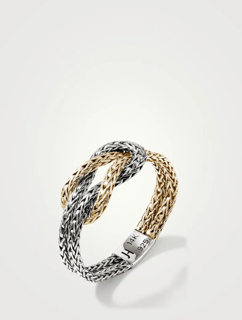 Love Knot 14K Gold And Sterling Silver Chain Ring