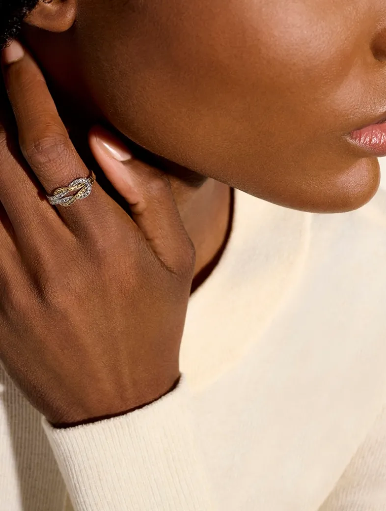 Love Knot 14K Gold And Sterling Silver Chain Ring