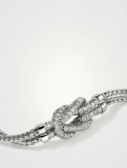 Love Knot Sterling Silver Bracelet With Diamonds