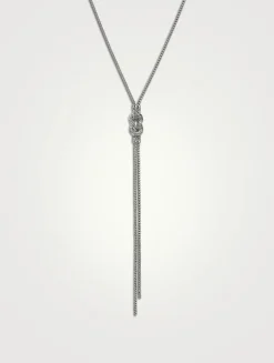 Love Knot Sterling Silver Y Necklace With Pavé Diamonds