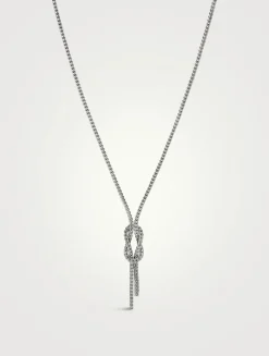 Love Knot Sterling Silver Chain Lariat Necklace