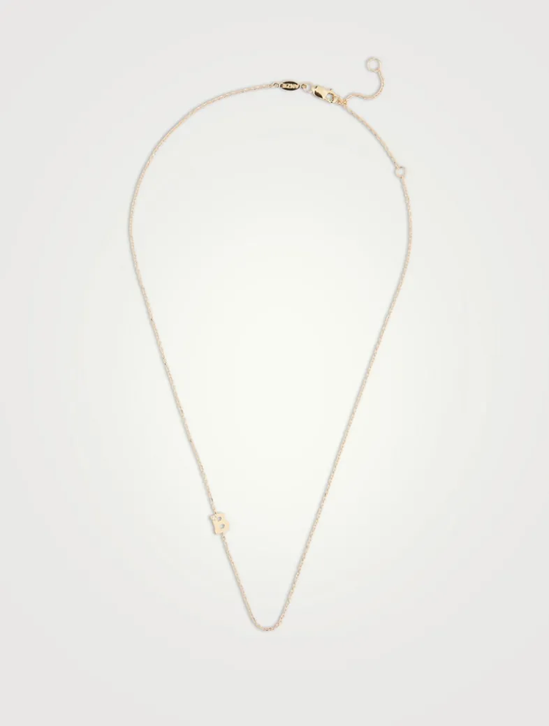 Love Letter 14K Gold B Initial Single Diamond Necklace