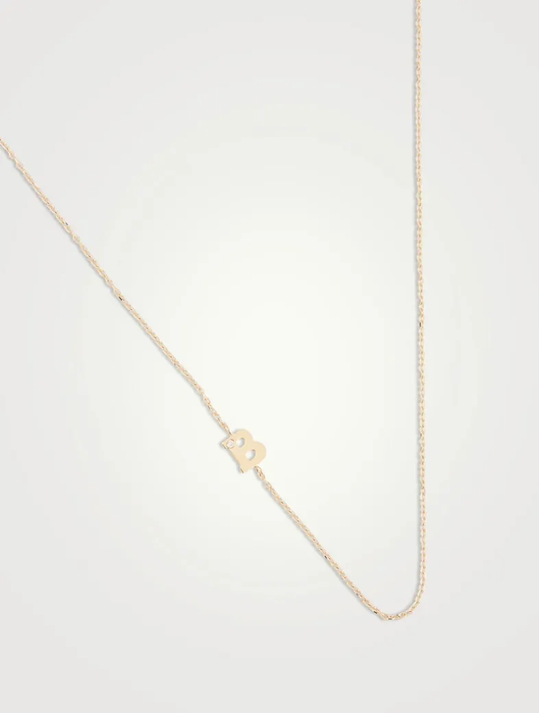 Love Letter 14K Gold B Initial Single Diamond Necklace