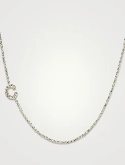 Love Letter 14K Gold C Initial Pavé Diamond Necklace