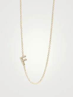 Love Letter 14K Gold F Pavé Diamond Necklace