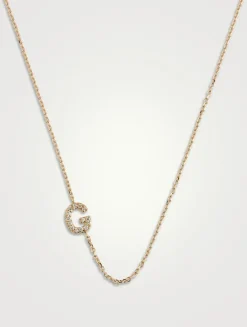 Love Letter 14K Gold G Initial Pavé Diamond Necklace