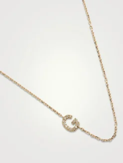 Love Letter 14K Gold G Initial Pavé Diamond Necklace