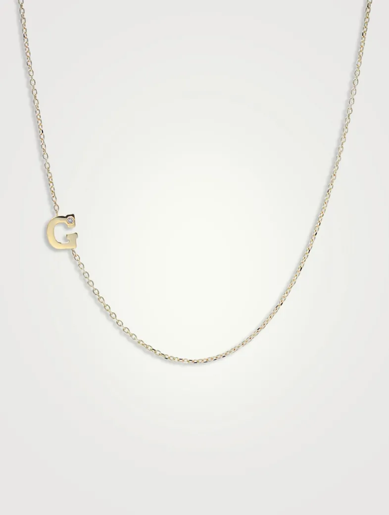 Love Letter 14K Gold Initial G Single Diamond Necklace