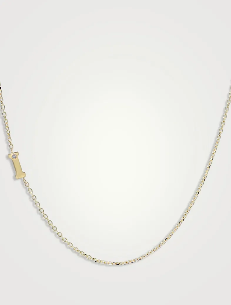 Love Letter 14K Gold Initial I Single Diamond Necklace