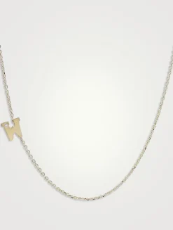 Love Letter 14K Gold Initial W Single Diamond Necklace