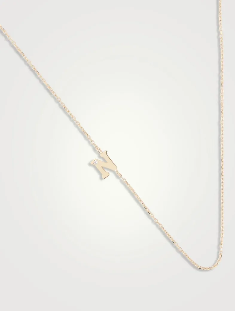 Love Letter 14K Gold N Initial Single Diamond Necklace
