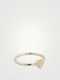 Love Letter 14K Gold Pavé Heart Ring With Diamonds