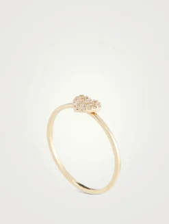 Love Letter 14K Gold Pavé Heart Ring With Diamonds