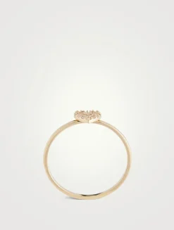 Love Letter 14K Gold Pavé Heart Ring With Diamonds