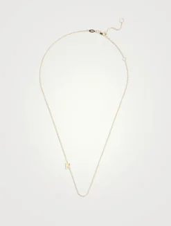 Love Letter 14K Gold R Initial Single Diamond Necklace