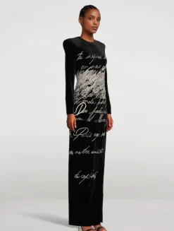 Love Letter-Embellished Velvet Gown