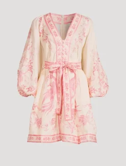 Lucky Belted Mini Dress In Floral Print