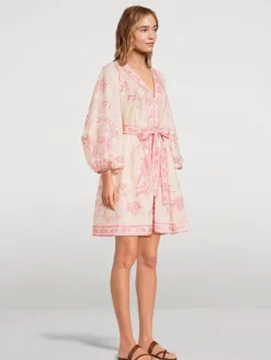 Lucky Belted Mini Dress In Floral Print