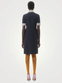 Macramé-Trimmed Crêpe Couture Dress