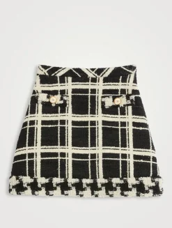 Macro Check Tweed Mini Skirt
