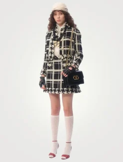 Macro Check Tweed Mini Skirt